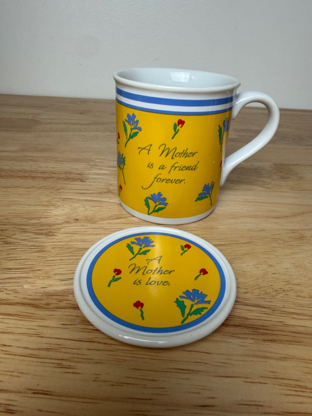 Vintage Mother's Love Mug and lid/Coaster Set